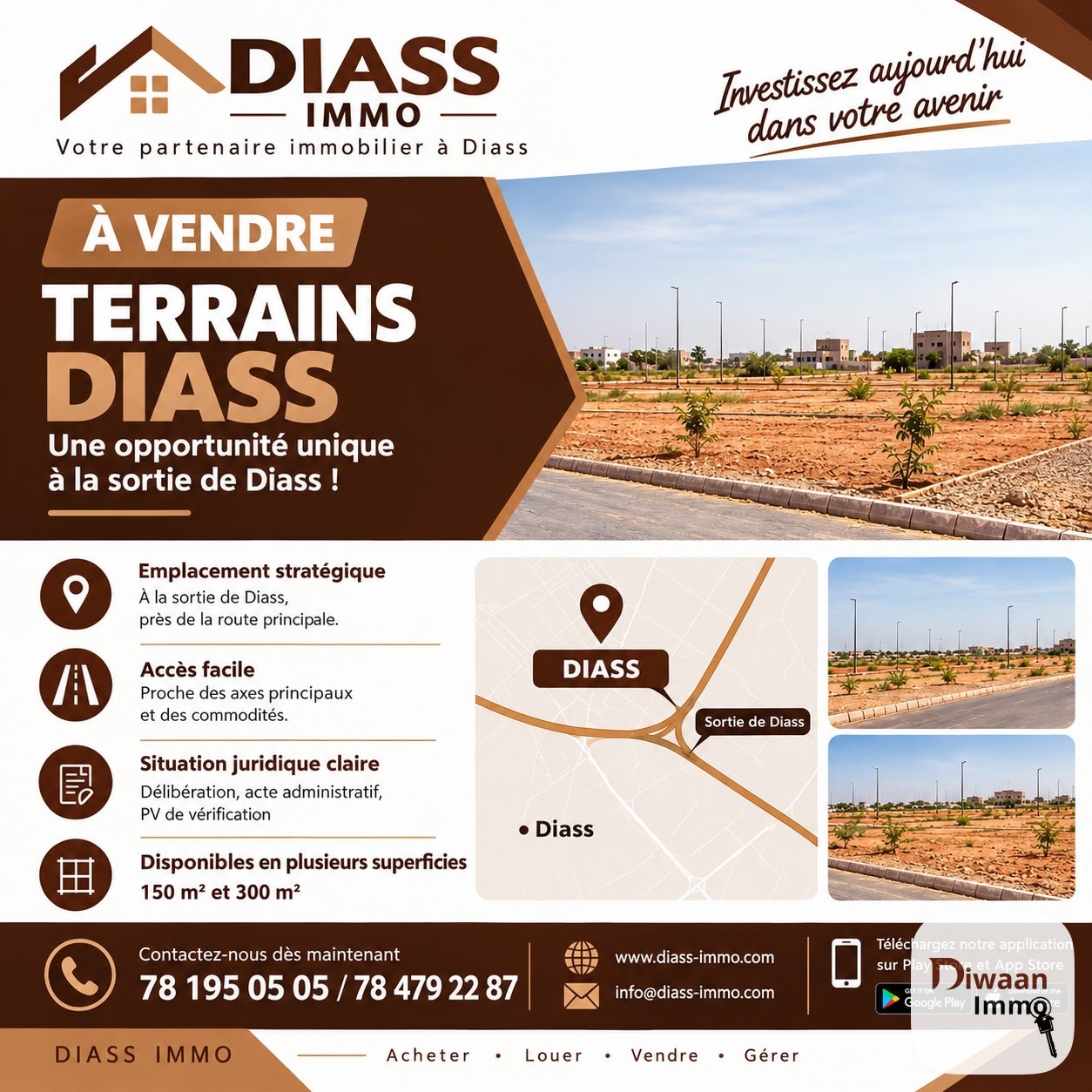 Terrain de 150m2 à vendre à Diass